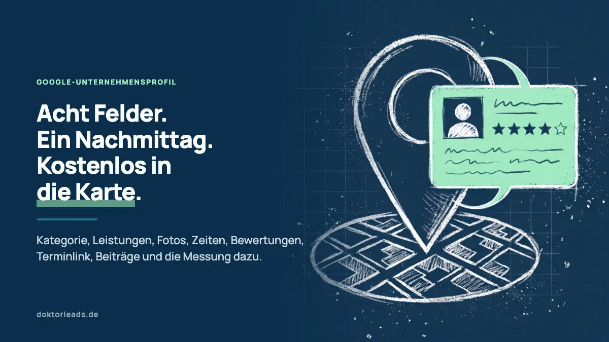 Kreidezeichnung einer Kartennadel auf Straßen, daran eine grün gefüllte Profilkarte mit Sternen