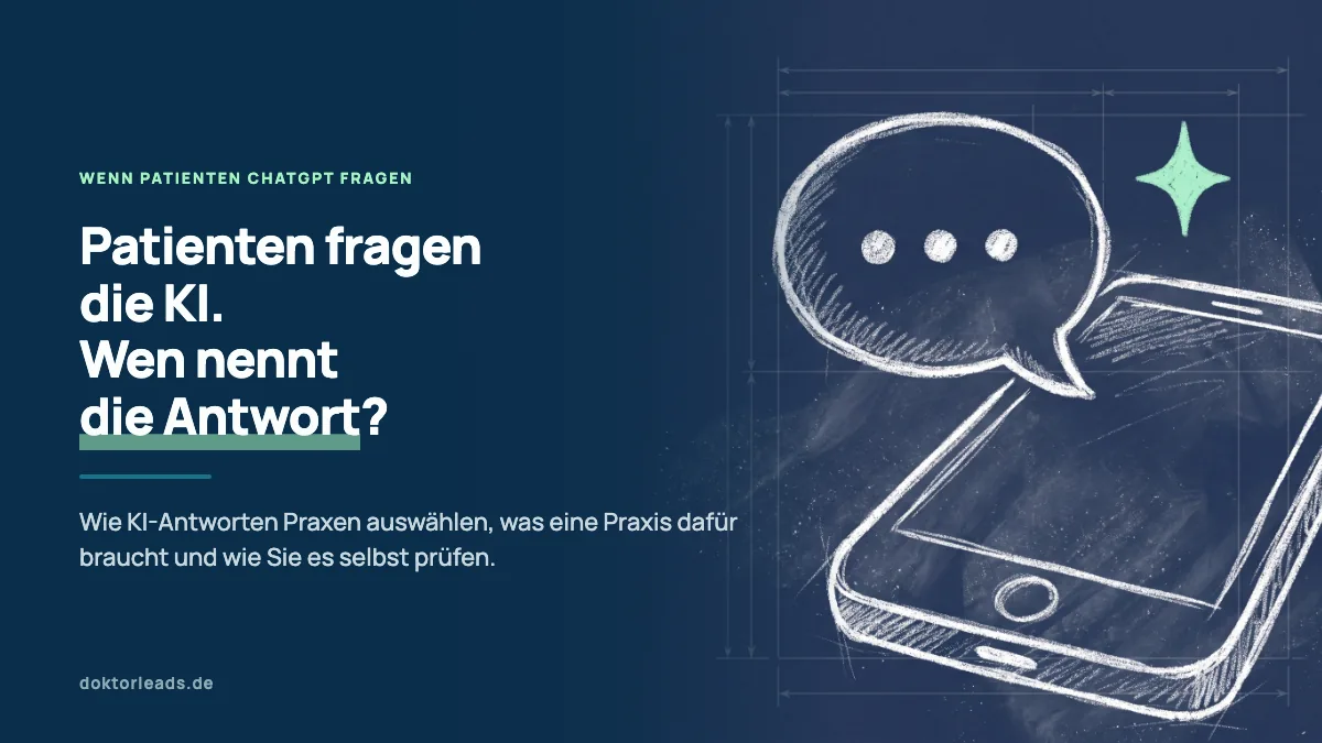 Kreidezeichnung eines Smartphones mit einer Sprechblase, in der drei Punkte stehen, daneben ein grün hervorgehobener Funke