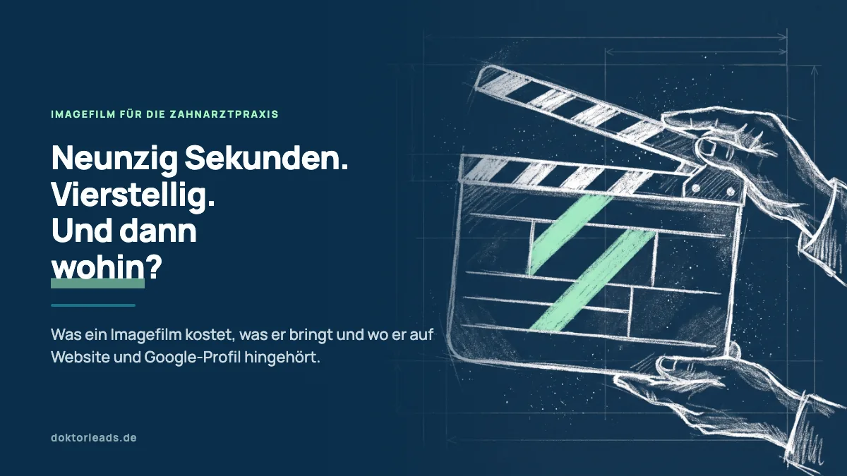 Kreidezeichnung einer Filmklappe, die von zwei Händen gehalten wird, ein Diagonalstreifen grün hervorgehoben