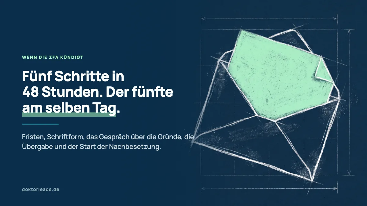 Kreidezeichnung eines geöffneten Briefumschlags mit halb herausgezogenem Blatt, das Blatt ist mint hervorgehoben